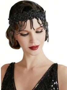 1920s Flapper Headband, Classic Vintage Inspired Headdress Chain Head Accessories For Women, Suitable For Roaring 20s Themed Party And Events Halloween - Multicolor - View 3
