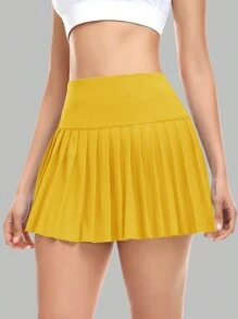 JoyGirl Pleated Tennis Skirt For Women With Shorts Athletic Golf Skort Workout Running Sports Skirts Skorts With Pockets - Yellow - View 2