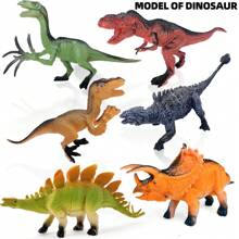 6pcs Dinosaur Toy Set Including Tyrannosaurus Rex, Velociraptor, Baryonyx, Triceratops, Spinosaurus, Random Color, Prehistoric Dinosaur Models For Kids Room Decor, Children's Festival Gift - Multicolor - View 18
