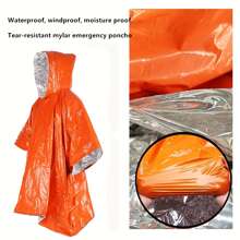 1 Stück Notfall Poncho, Mylar Raumdecke Camping Ausrüstung - behält 90% der Körperwärme Überlebenszubehör Überlebensausrüstung, Camping Bedarf Notfall Decke, wasserdichte Regenjacke, Pfeife, reflektierende Regenjacke