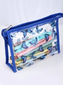 1 stuk vlindervormige transparante etui, waterdichte etui met grote capaciteit, multifunctionele opbergtas voor kantoorbenodigdheden en schoolbenodigdheden