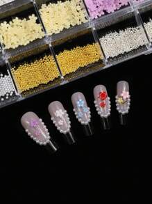 240pcs Mixed Color Flower Nail Ornaments, Resin Three-Dimensional Nail Ornaments, Suitable For Nail Art Accessories Used