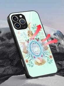 1pc Easter Bunny Basket Transparent Glass Phone Case Compatible With IPhone 16 Pro Max/16 Pro/16 Plus/11/11 Pro/11 Pro Max/12/12 Pro/12 Mini/12 Pro Max/13/13 Pro/13 Pro Max/13 Mini/14/14 Plus/14 Pro/14 Pro Max/15/15 Plus/15 Pro/15 Pro Max/7/8 Plus/XR/XS Max/X And A55/A54/S24/S24 Plus/S24 Ultra/S24 FE, Compatible With Pixel 9/9 Pro/9 Pro X Easter Edition - Black - View 3