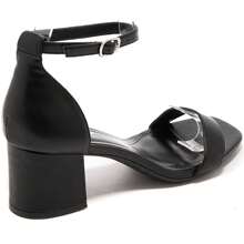 Open Toe Ankle Strap Heels For Daily Wear - Black - View 4