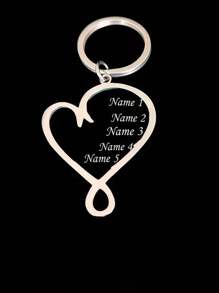 Unusual Stainless Steel Heart-Shaped Keychain, Customizable Name - Romantic Family Member Keychain Gift, Dedicated To Loved Ones - Multicolor - View 2