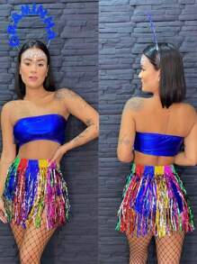 Colorful Metallic Ribbon Skirt 40cm Carnival Party A-7 - Nhiều màu - Xem 2