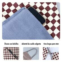 Sleeveless Apron With Large Pocket,Waterproof,Plaid Design,Easy To Clean,Perfect For Home - Brown - View 5
