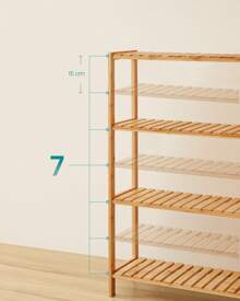 Badezimmerregal, Badregal, Küchenregal, Schuhregal, Standregal aus Bambus, 26 x 60 x 100 cm, ideal für Bad, Wohnzimmer, Flur, Küche - Kamelfarben - Übersicht 4