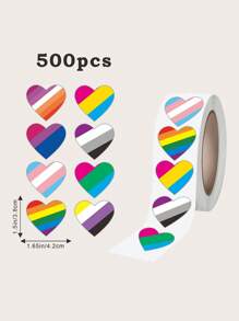 500pcs/Roll LGBT Rainbow Striped Pattern Stickers,School Supplies,Back To School