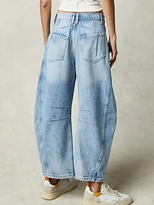 Women Spring Summer Casual Old Money Blue Wide Leg Jeans Loose Pants