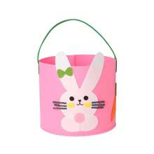 Easter Tote Bag, Cute Cartoon Rabbit Egg Large Capacity Basket Children Festival Present Bag - Pink - View 1