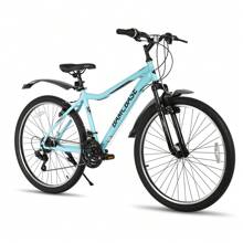 Hiland Bamcbase Lilac 26 Inch Adult Mountain Bike, Women's Step-Thru MTB With Shimano 21-Speed Rear Derailleur, V-Brakes, Suspension Front Fork & High-Carbon Steel Frame (Purple, White & Sky Blue) - 薄荷藍 - 查看 1