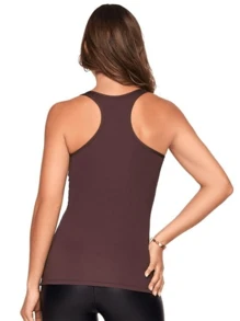 Tank Top Blouse With Thick Back Racerback Style - 咖啡棕 - 查看 4