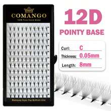 CoMango 120/240片 0.05/0.07mm 扇形預製假睫毛 3D 6D 10D 12D 14D 16D 尖頭假睫毛 柔軟俄式濃密仿貂毛假睫毛 睫毛簇 單片假睫毛 - C - 查看 23