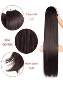 Ponytail Human Hair Extensions With Clip Natural Color Straight Human Hair Drawstring Ponytail For Women 1 Piece - SNatural - View 7