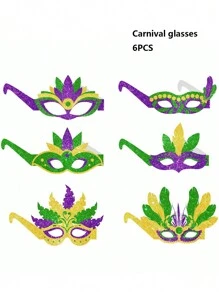 12/6/2/1pc Shiny Party Street PVC Plastic Headbands And Masks, Suitable For Festival Celebration, Outdoor Party, Masquerade Prom - Multicolor - View 11