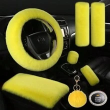 8-Piece Combination Pink Goddess Plush Car Steering Wheel Cover, Rex Imitation Rabbit Fur Fluffy Steering Wheel Cover, Classic And Fashionable Car Steering Wheel Protection Cover,Purple Car Accesaories - one-size - View 17