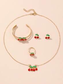 5pcs/Set Stylish Children Floral Daisy Bow Earrings Necklace Bracelet Ring Jewelry Set, Gift For Girls - YSN1526 Daisy - View 7