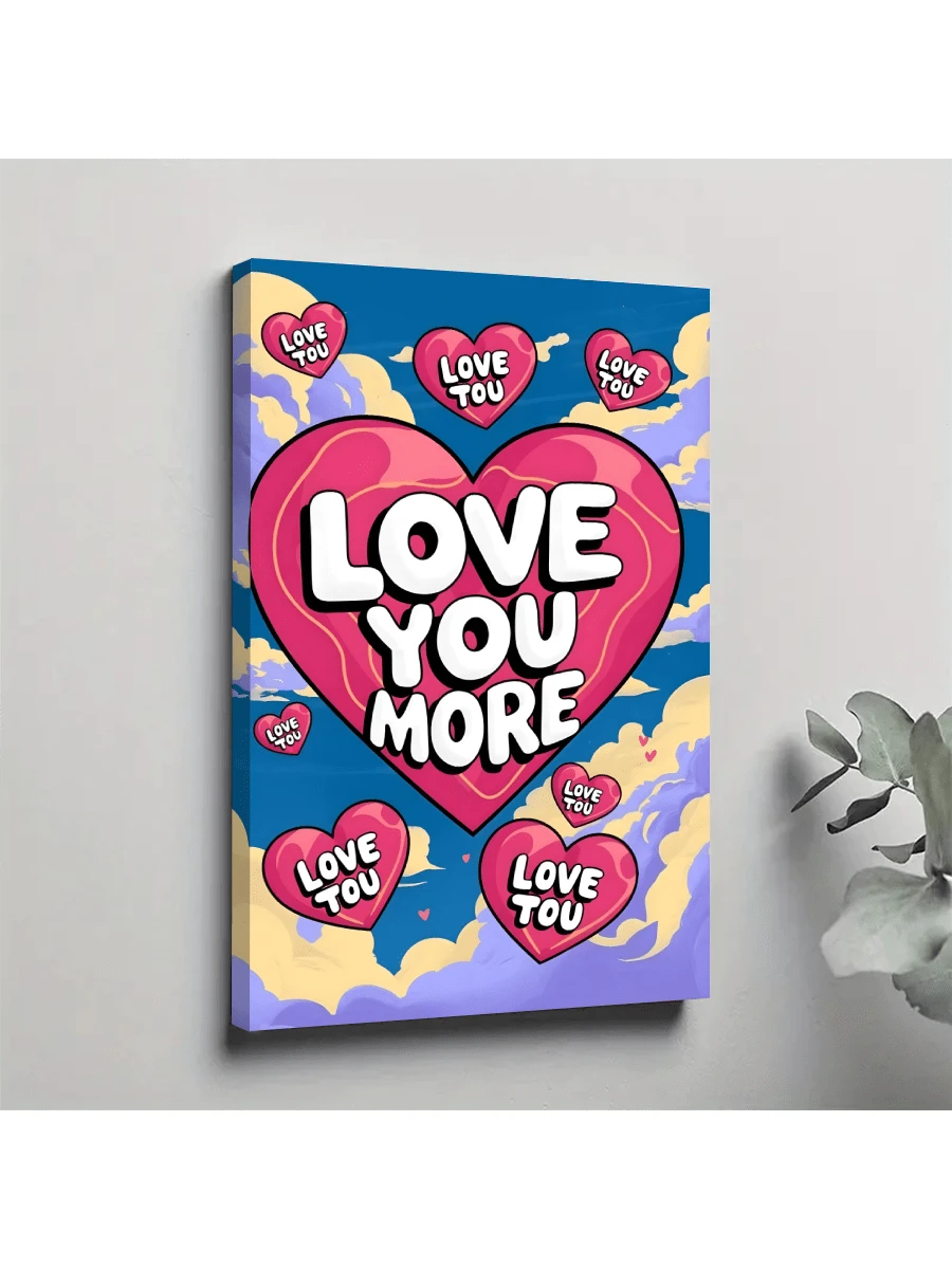 1 Pc Valentine's Day Theme Painting Wooden Framed Canvas Painting -  Thickness 2.25cm/0.9inch,Home Gift Decoration, Room Decoration Aesthetic, Wall Decoration Art, Perfect Gift, Autumn And Winter Wall Decoration, Living Room Decoration, Bedroom Decoration, Kitchen Decoration, Entry Decoration, Bathroom Decoration, Direct Wall Painting, High Quality Wall Painting Poster