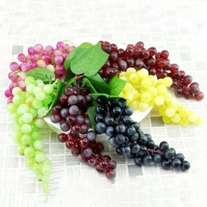 5 种颜色人造葡萄 3 件 7.1 英寸，逼真橡胶假塑料葡萄，适用于婚礼水果酒厨房中心装饰、节日装饰和家居装饰