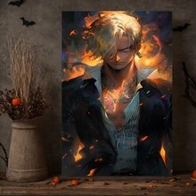 Framed Stylish Anime Character Canvas Print, Man In Suit, Abstract Colorful BackgroundRoom, Living Room, Kitchen, A Festive Touch For Valentine's And New Yea Decor - 裱框 - 查看 3