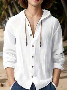 Men's Hooded Shirt - White - View 2