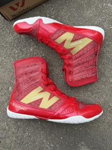 TOLLN 1 Pair Men's High-Top Professional Boxing Training Shoes, Featuring Good Support And Ankle Protection, Lightweight Material, Comfortable Fit, Ideal For Boxing