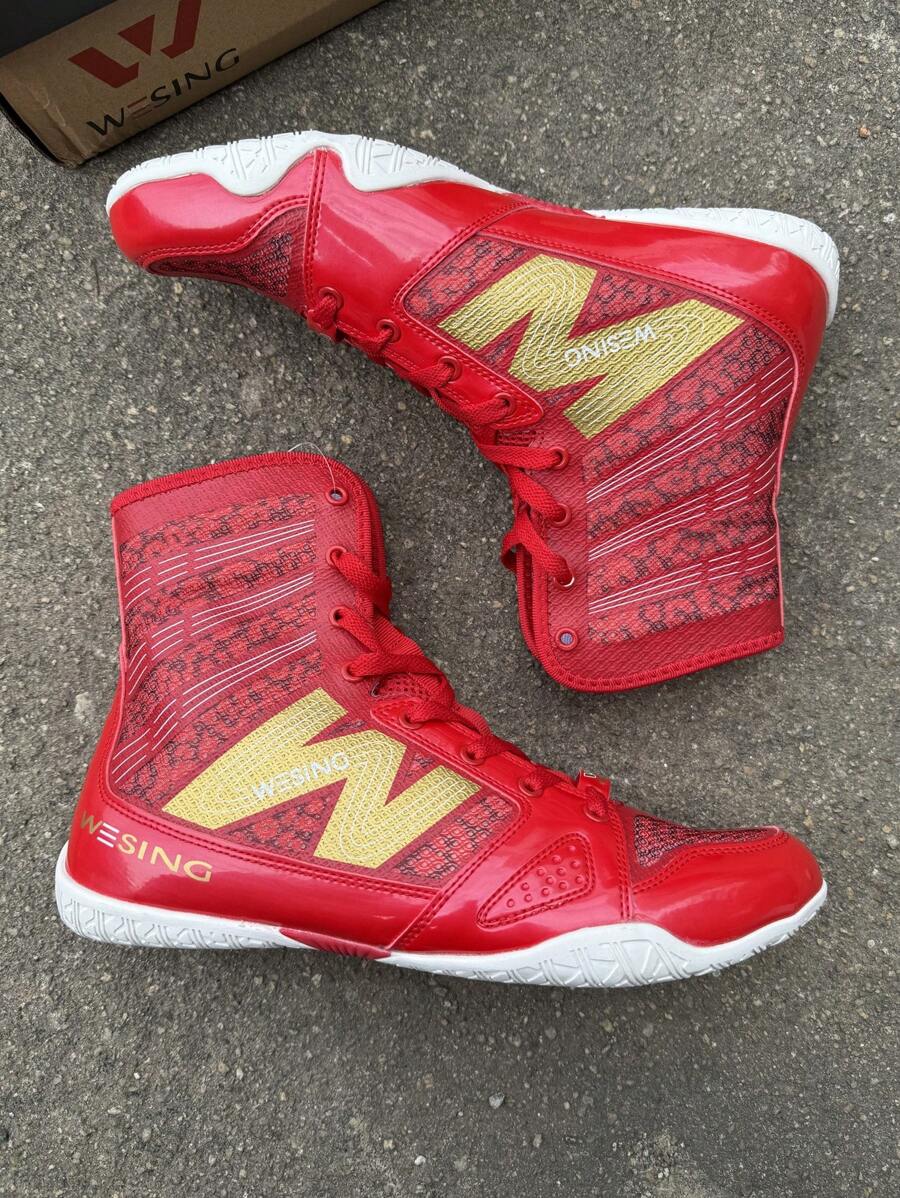 TOLLN 1 Pair Men's High-Top Professional Boxing Training Shoes, Featuring Good Support And Ankle Protection, Lightweight Material, Comfortable Fit, Ideal For Boxing