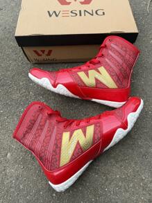 TOLLN 1 Pair Men's High-Top Professional Boxing Training Shoes, Featuring Good Support And Ankle Protection, Lightweight Material, Comfortable Fit, Ideal For Boxing