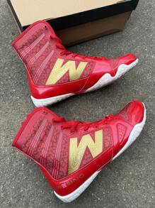 TOLLN 1 Pair Men's High-Top Professional Boxing Training Shoes, Featuring Good Support And Ankle Protection, Lightweight Material, Comfortable Fit, Ideal For Boxing