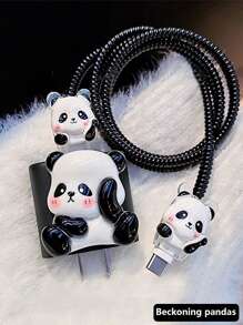 4pcs Panda Charger Protector Case, Compatible With Apple 20W Charger Cable Protector