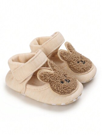 Zapatos planos de suela blanda para bebé, zapatos casuales de diseño de oso de dibujos animados para bebé niño, zapatos de piso suaves y antideslizantes