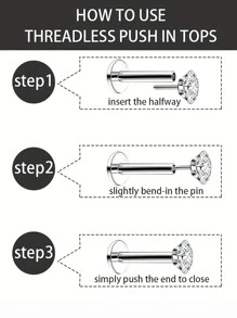 1PC Stainless Steel Threadless Marquise Zirconia Labret Lip Stud Cz Ear Cartilage Tragus Helix Earrings Daith Piercing Body Jewelry