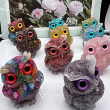 1pc Resin Mold Natural Crystal Chip Stone Handcrafted Owl Resin Figurines Collectibles Of Colorful Owl Gifts And Desktop Decoration For Home Interior Space And Reiki Animal Sculpture Shelf Accents Ornament For Home Office Decor Purple Home Decor
