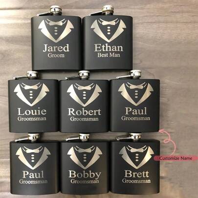 Personalized Custom Name Flask Groom To Be Wedding Engagement Bachelor Party Bach Weekend Groomsman Best Man Proposal Gift Exquisite, Vintage Custom, Personalized, Unique Ideal Gifts For Her Boyfriend, Girlfriend, Dad, Mom, Family, Friends, Son, Daughter Home, Living Room, Multi-Functional, Ornamental, Tea Room, Home, Garden, Office, For Anniversaries, For Valentine's Day, For Mother's Day, For Birthdays, For Father's Day, For Graduation, For Weddings, For Housewarming,Warm Ambience,Fall Decor ,Forever Love