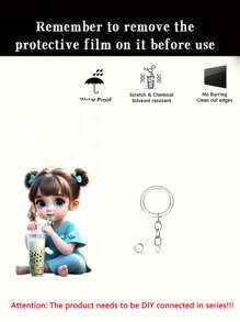 2 Pcs/1pc Cute 2D Acrylic Girl Keychain, New Style, Charming Keychain Accessory, Suitable For Bags And Wallets Car Keychain.Waterproof, Scratch Resistant, Burr Free, Clean Trimming Car Accessories Bag Charm School Cartoon - Multicolor - View 12