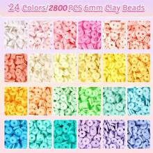Un set de 3500/2800 cuentas, con cuentas Heishi de 6mm para hacer pulseras y brazaletes, incluye cordón elástico para hacer pulseras de la amistad, con 24 colores de cuentas de arcilla polimérica, convirtiéndolo en un regalo perfecto para manualidades DIY para familiares y amigos.