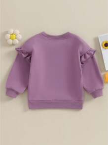 Sudaderas casuales para niñas y niños pequeños, suéteres de manga larga con cuello redondo de color sólido a la moda, camisetas holgadas para niños - Morado - Ver 3