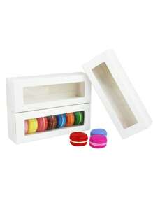 5pcs/10pcs/20pcs Rectangular Window Macaron Boxes, Bread Boxes, Dessert Boxes, Donut Boxes, Chocolate Boxes, Candy Packaging Boxes - Paper - View 6