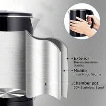 SONIFER Sonifer Elektrischer Wasserkocher SF-2058. Kapazität: 0,6L. Ein-/Aus-Schalter. Edelstahl 304 Innenteil mit einer Bruchfestigkeit. 360°drehbare kabellose Basis. Edelstahl 304 Heizelement verborgen in einer Edelstahl-Basis. Trockenkochschutz (verhindert Betrieb ohne Wasser). Betriebsanzeige-Licht. Automatische Abschaltung nach Kochvorgang. Leistung: 800W AC 220-240V 50/60Hz