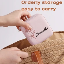 1pc Personalized Floral Jewelry Box, Square Leather Jewelry Travel Storage Case, Christmas Mom Gift, Bridesmaid Personalized Gift, Valentine's Day Gift, Gift For Her, Bridesmaid Gift