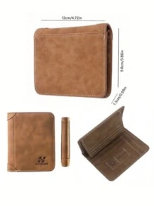 1pc Men's Multi-Card Wallet Short Matte Leather Wallet Retro Three-Fold Vertical Wallet Clip Gifts For Valentine's Day Business Casual For Men Wallet Purse Wallet Small Wallet Men Wallet Leather