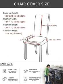4/6pcs Water Repellant Chair Cover Jacquard Thickened Elastic Restaurant Chair Slipcovers Spandex Anti-Dirty Stool Cover Home Decoration - Beige - View 3