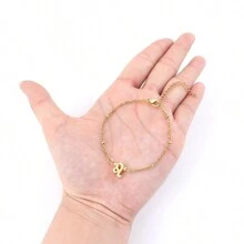 1pc Simple Zodiac Gold Color Stainless Steel Bead Chain Bracelets For Women