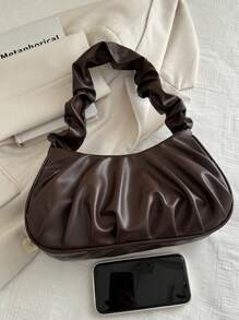 Bolso de mano minimalista y elegante de unicolor sin arrugas con correa para el hombro