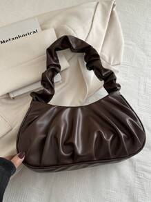 Bolso de mano minimalista y elegante de unicolor sin arrugas con correa para el hombro