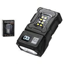 1 pieza Linterna LED, luz de mano recargable super brillante con pinza, larga duración de la batería para trabajo al aire libre, lámpara de trabajo multifuncional COB - Multicolor - Ver 12