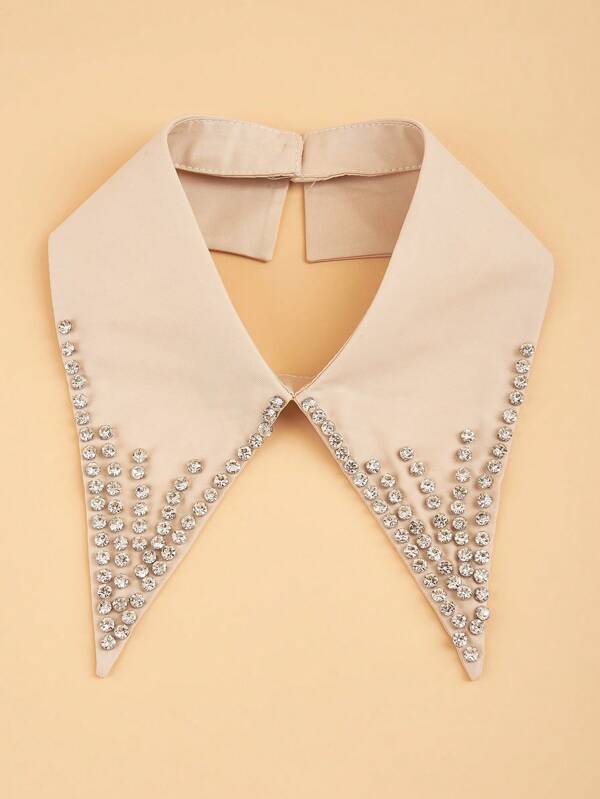 1pc Apricot Color Fashionable Beaded Detachable Collar, European & American Style, Versatile Women Clothing Accessory