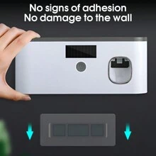 Intelligent UV Toothbrush Sanitizer Holder And 5 Slots Toothbrush Holders, Toothbrush Holder Wall Mounted With Toothpaste Dispenser, USB/Solar Rechargeable Toothbrush Sterilizer, Bathroom Toothbrush Sanitizer, Without Drilling