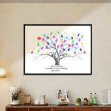 1 Stück Leinwand Kreative Fingerabdruck DIY Finger Malerei Poster Hochzeit Party Firmen Jahrestreffen Personalisierte Fingerabdruck Check-In Baum Bilder, Freunde und Freunde Check-In Fingerabdruck Erinnerungsposter, Erhöht den Spaß, Dekorative Malerei, Wohnzimmer, Schlafzimmer, Dekorativer Poster, Unvergesslich, Bedeutungsvoll, Wohnzimmer Schlafzimmer Dekoration Hängendes Bild Luxus Wandbehang, Rahmenlos, Grafik Muster